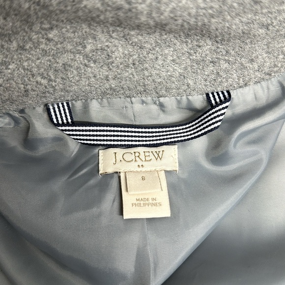 J Crew City Coat Peacoat Jacket Wool Funnel Neck Full Zip Pockets Gray Size 8 - Picture 8 of 9